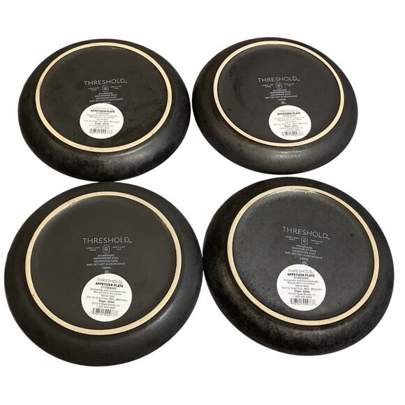 4 Threshold Black White Pumpkin Pattern Stoneware Dessert Appetizer Plates 6" - Picture 3 of 6